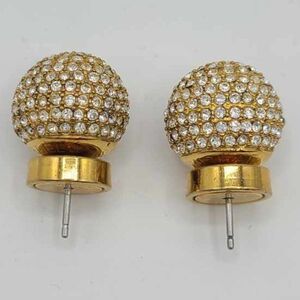 Michael Kors Gold Tone Clear Crystal Pave Ball Earrings